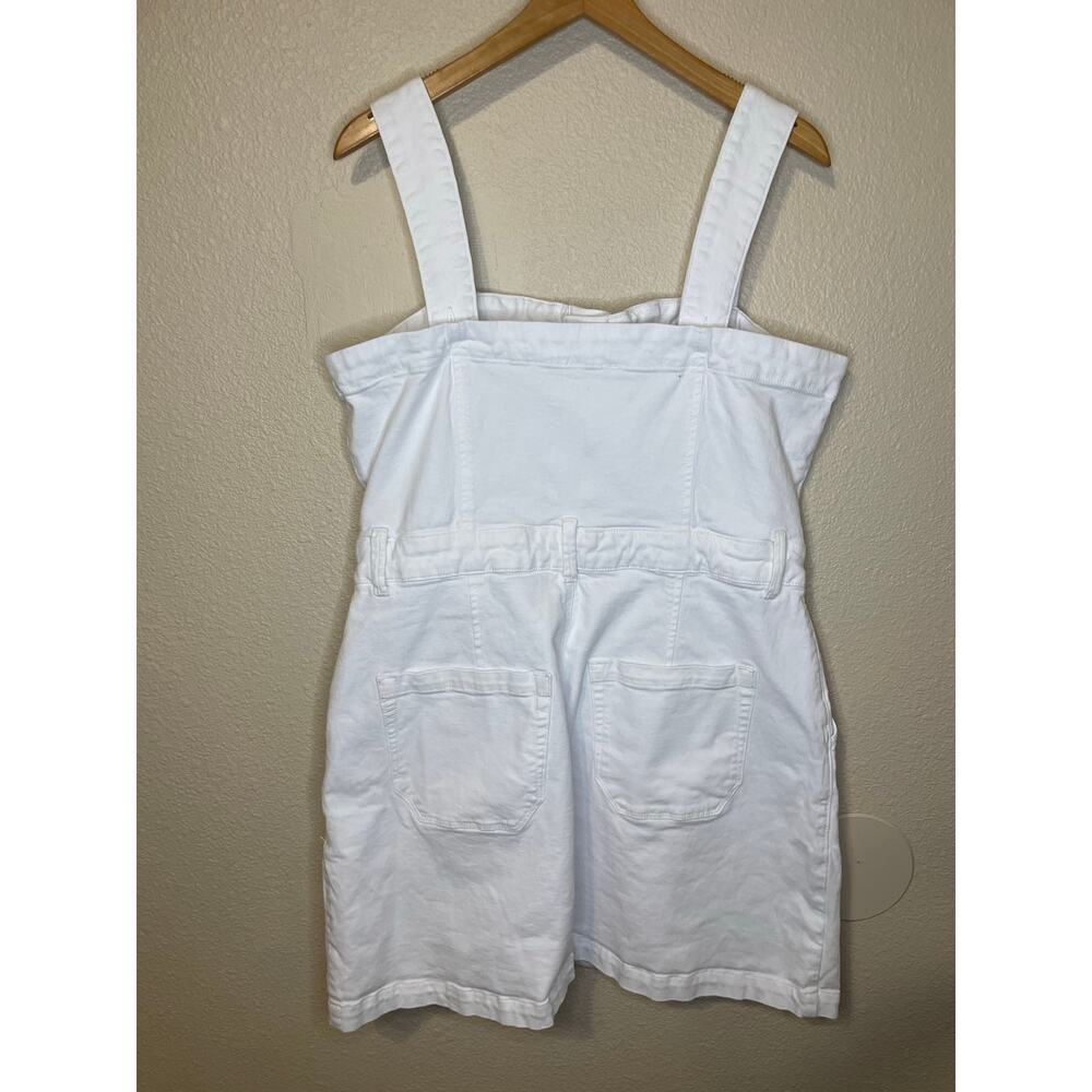PAIGE Maddy Crisp White Denim Button Up Sleeveless Midi Dress Size 12 Minimalist - Picture 3 of 13
